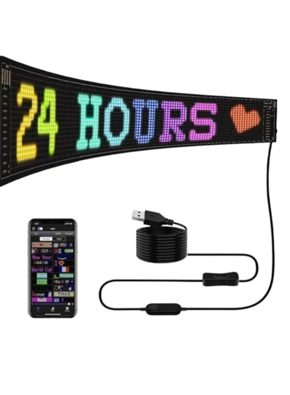 16x96 LED Yazı Paneli 60 cm Esnek RGB Işıklı Programlanabilir Ekran