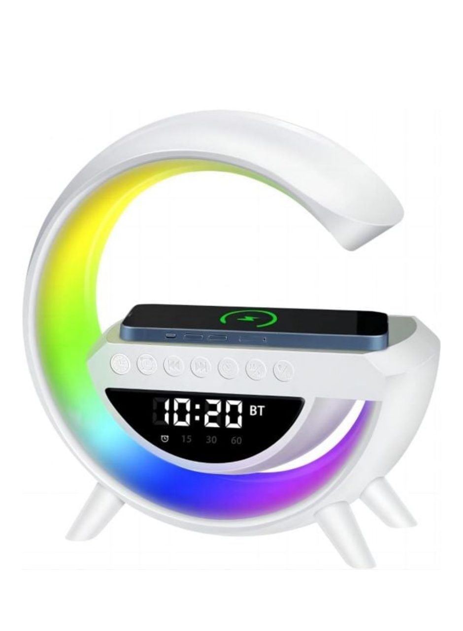 RGB Gece Lambalı Kablosuz Şarj Cihazlı Bluetooth Hoparlör Dijital Saat