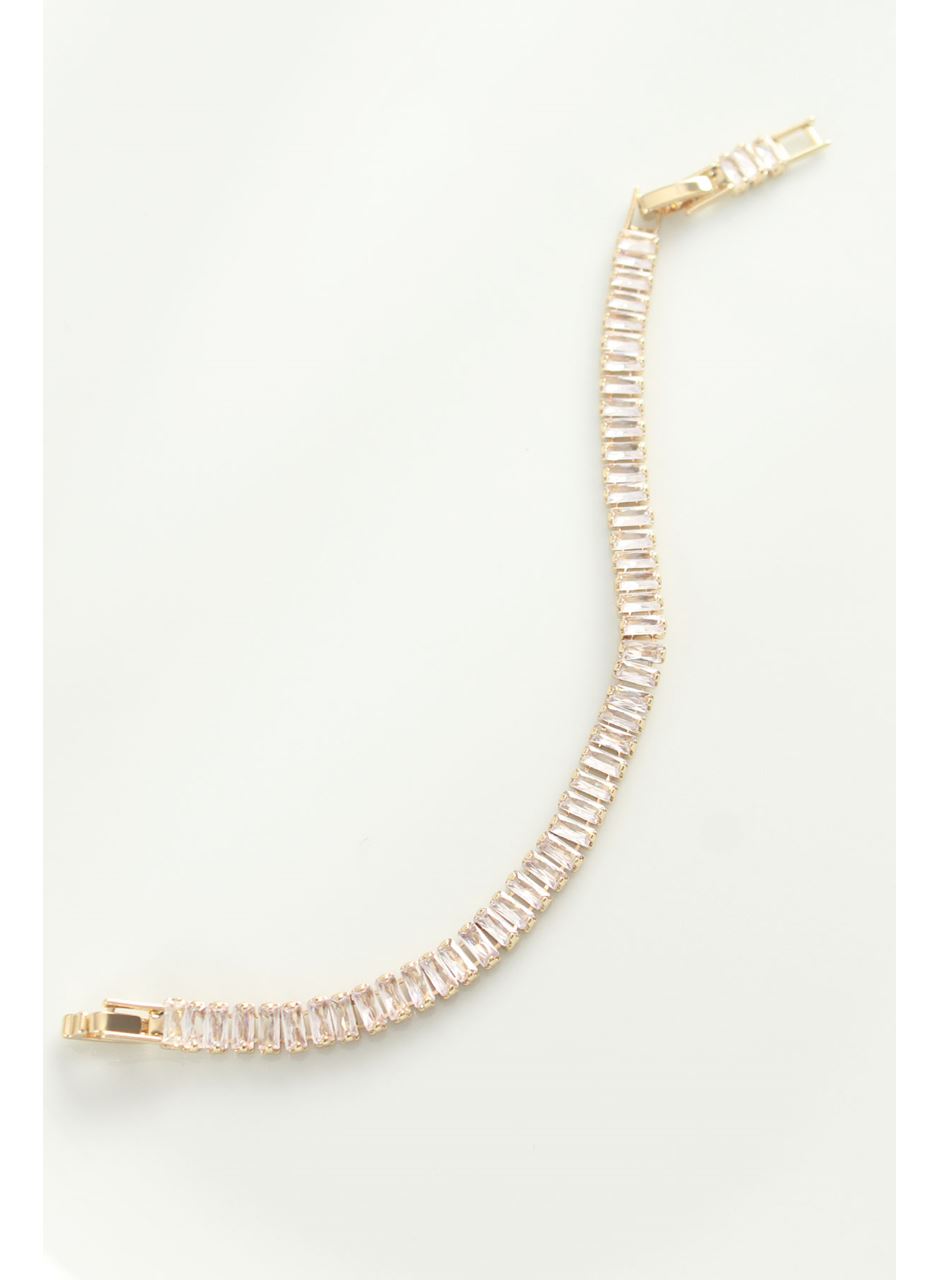 Pirinç Zirkon Taşlı Gold Renk Su Yolu Bileklik