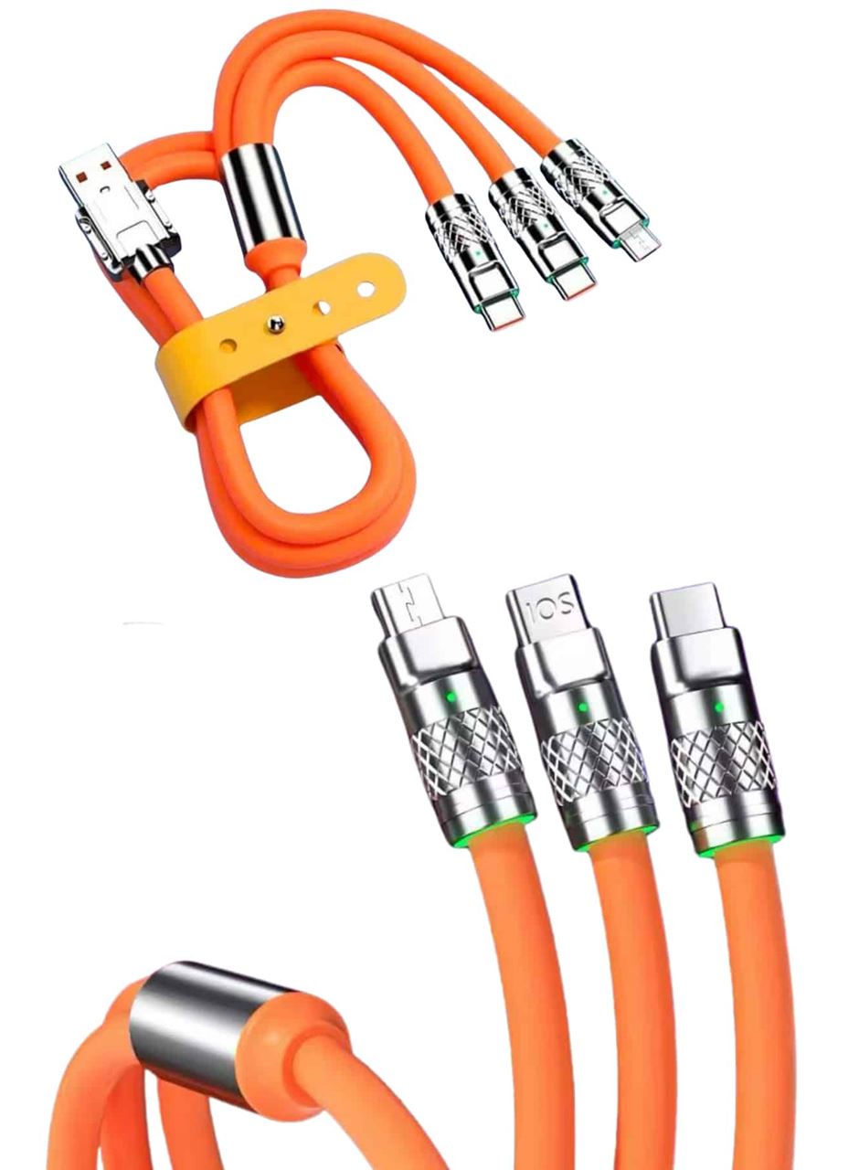 Çoklu Şarj Kablosu USB Type-C İOS Uyumlu 120W Hızlı Şarj Kablosu