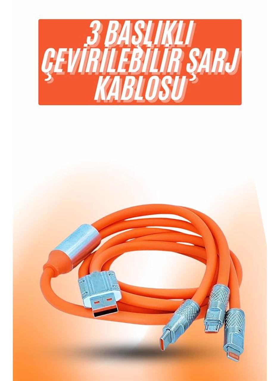 Çoklu Şarj Kablosu USB Type-C İOS Uyumlu 120W Hızlı Şarj Kablosu