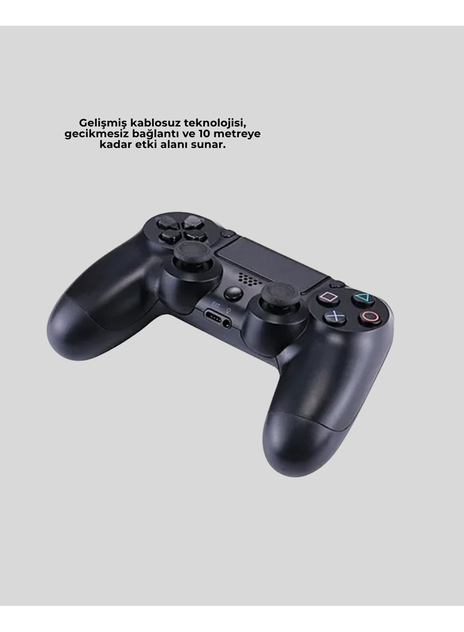 Bluetooth Kablosuz PS4 Gamepad Çift Motorlu Siyah Controller