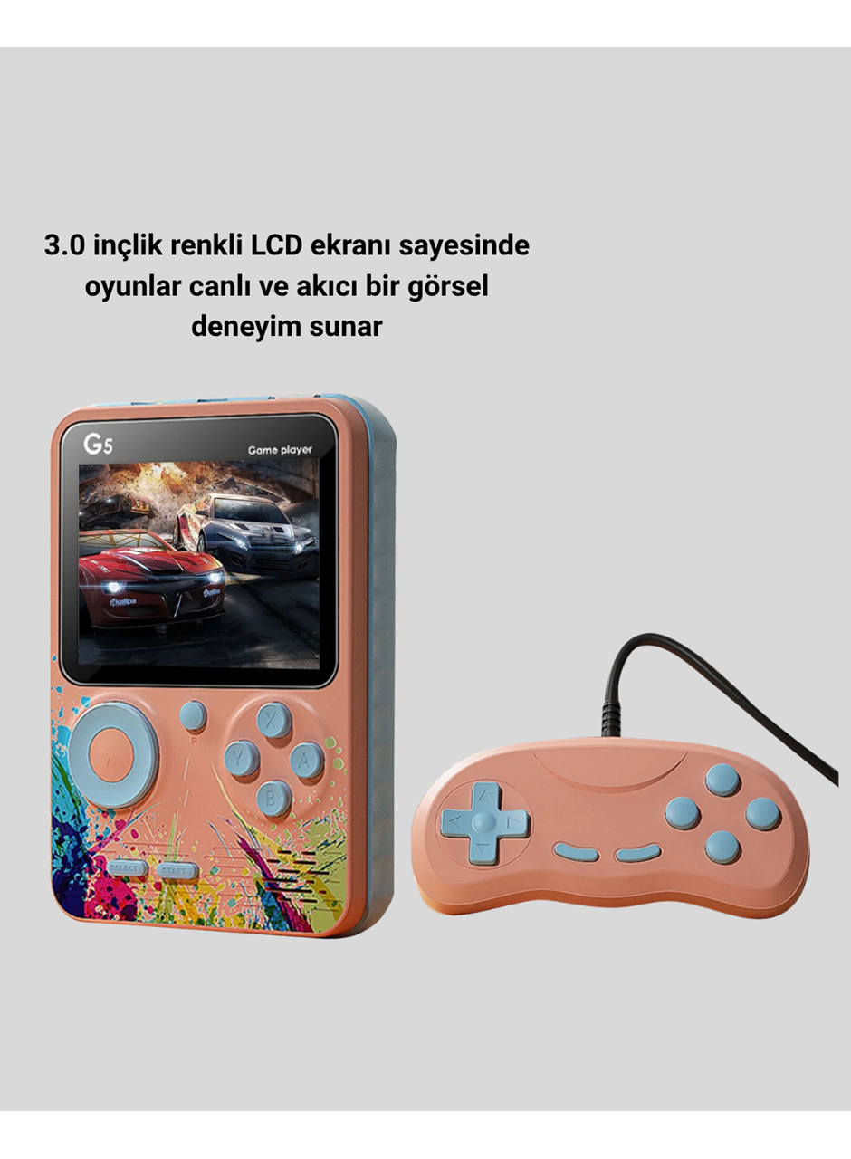 Mini Retro Oyun Konsolu 500 Oyunlu 3.0 İnç Ekran ve Şarjlı Batarya