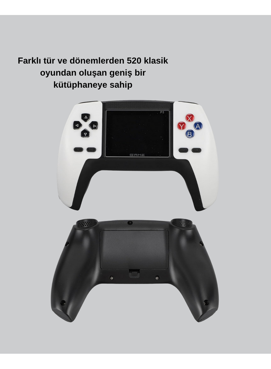520 Klasik Oyunlu P5™ ControllerView Retro Konsol – Şarjlı,  Ergonomik Tasarım