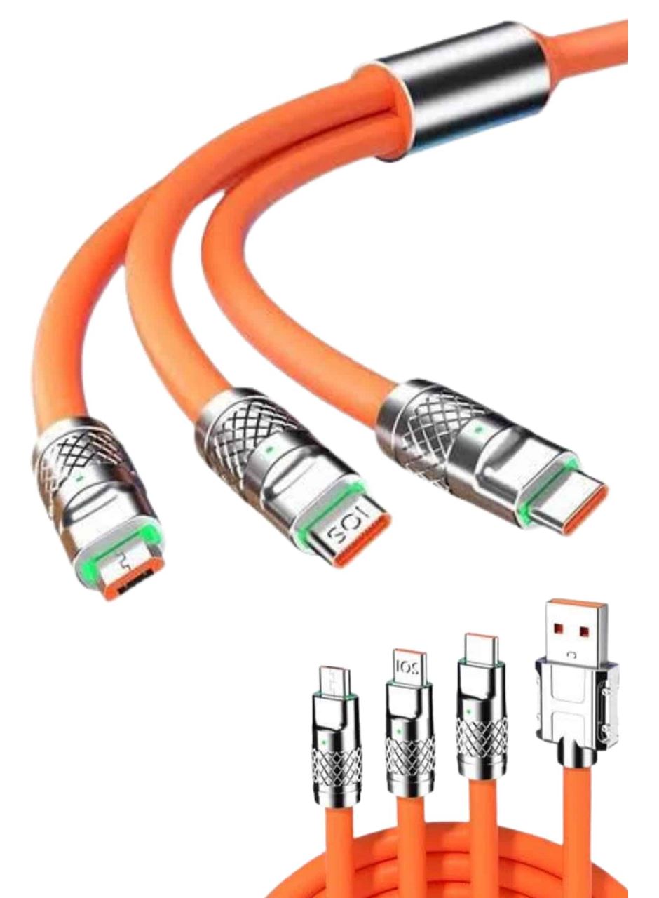 120W 3 İn 1 Uyumlu Silikon Şarj Kablosu Hızlı Şarj Kablosu