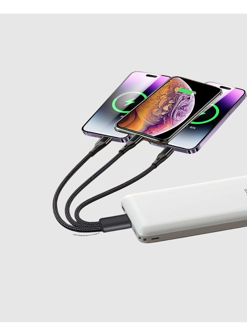 3 Başlıklı Hızlı Şarj Kablosu Metal Alaşımlı Dayanıklı ve Akıllı Çipli