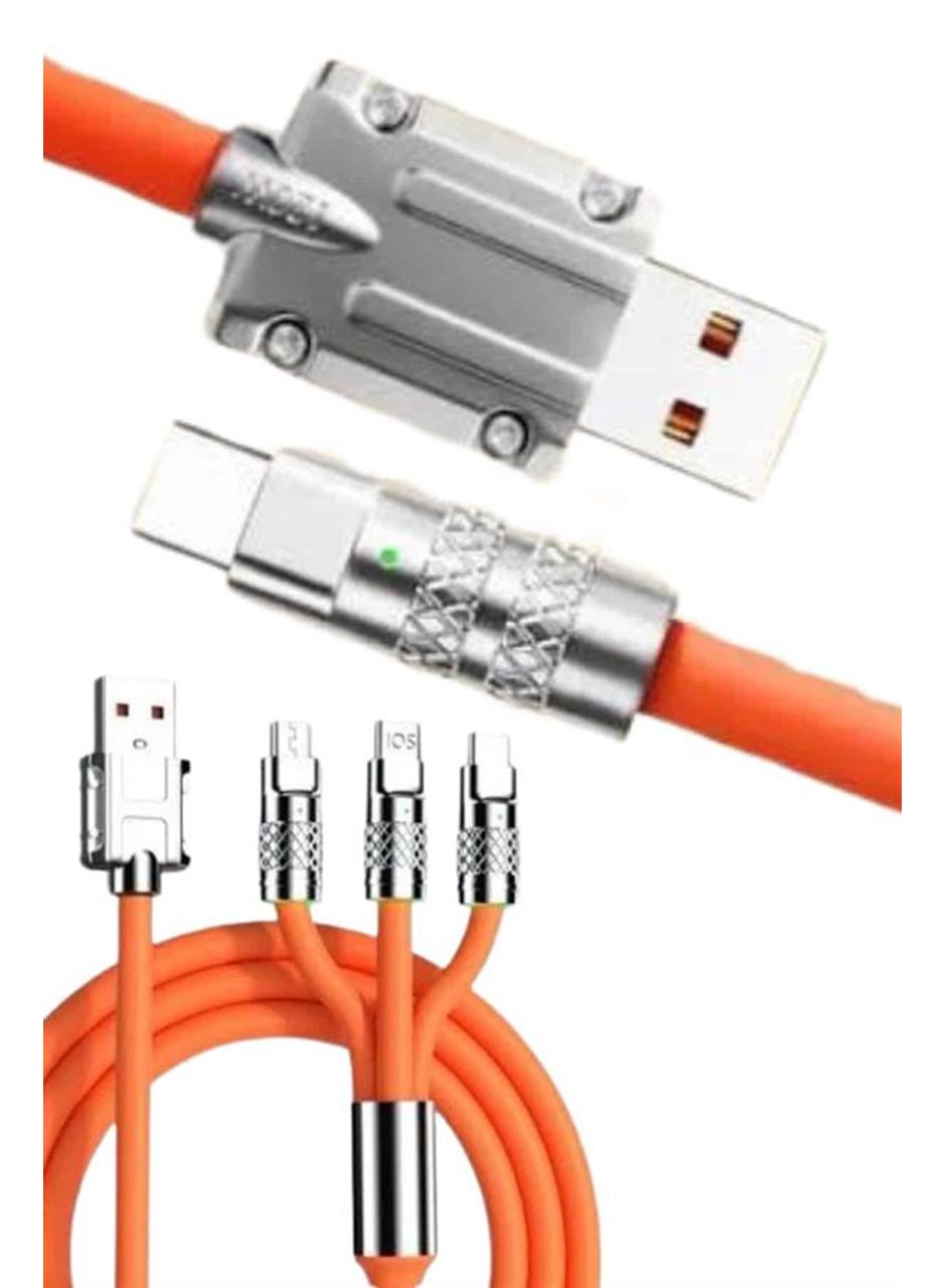 120W 3 İn 1 Uyumlu Silikon Şarj Kablosu Hızlı Şarj Kablosu