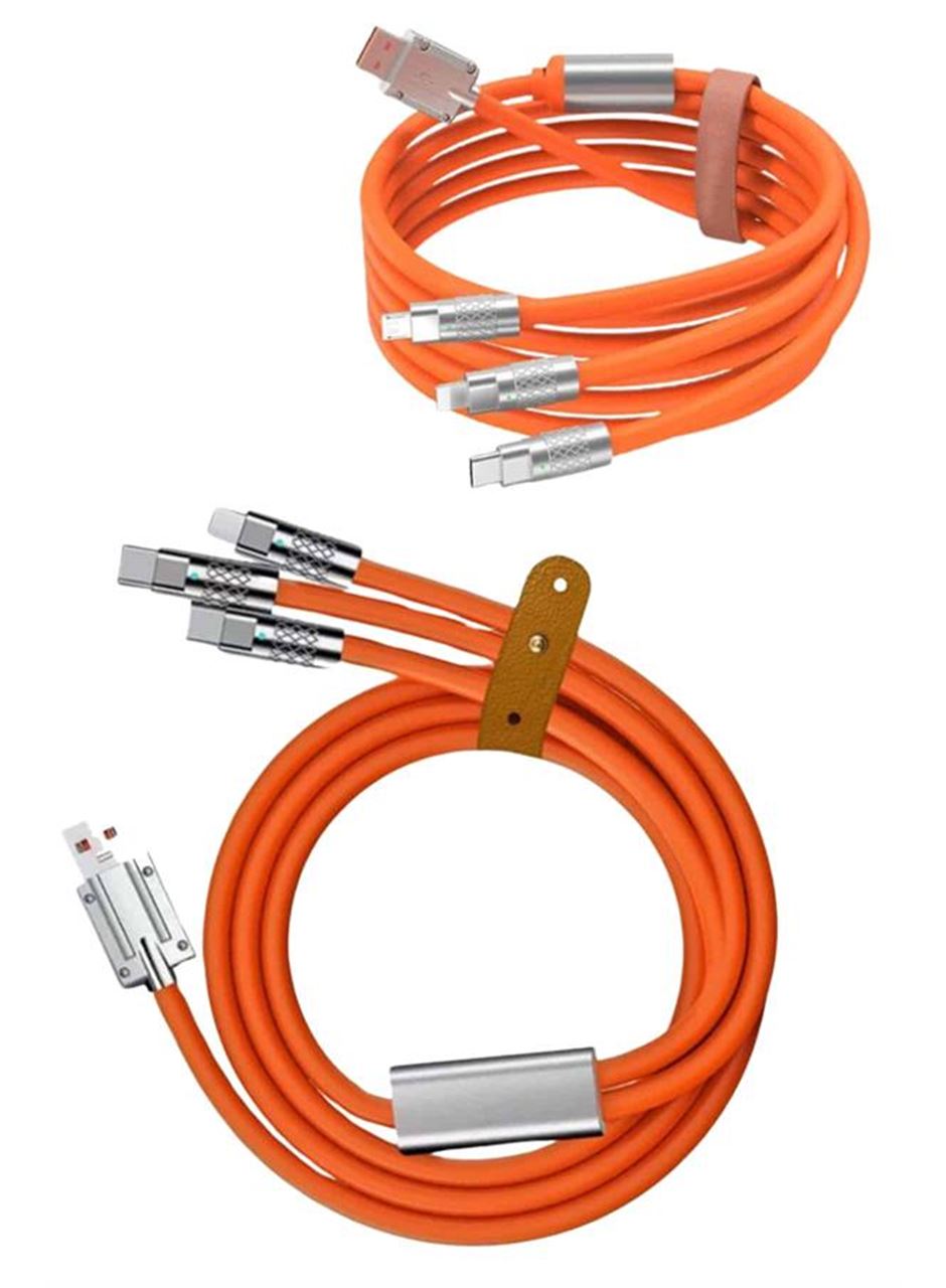 120W 3 İn 1 Uyumlu Silikon Şarj Kablosu Hızlı Şarj Kablosu