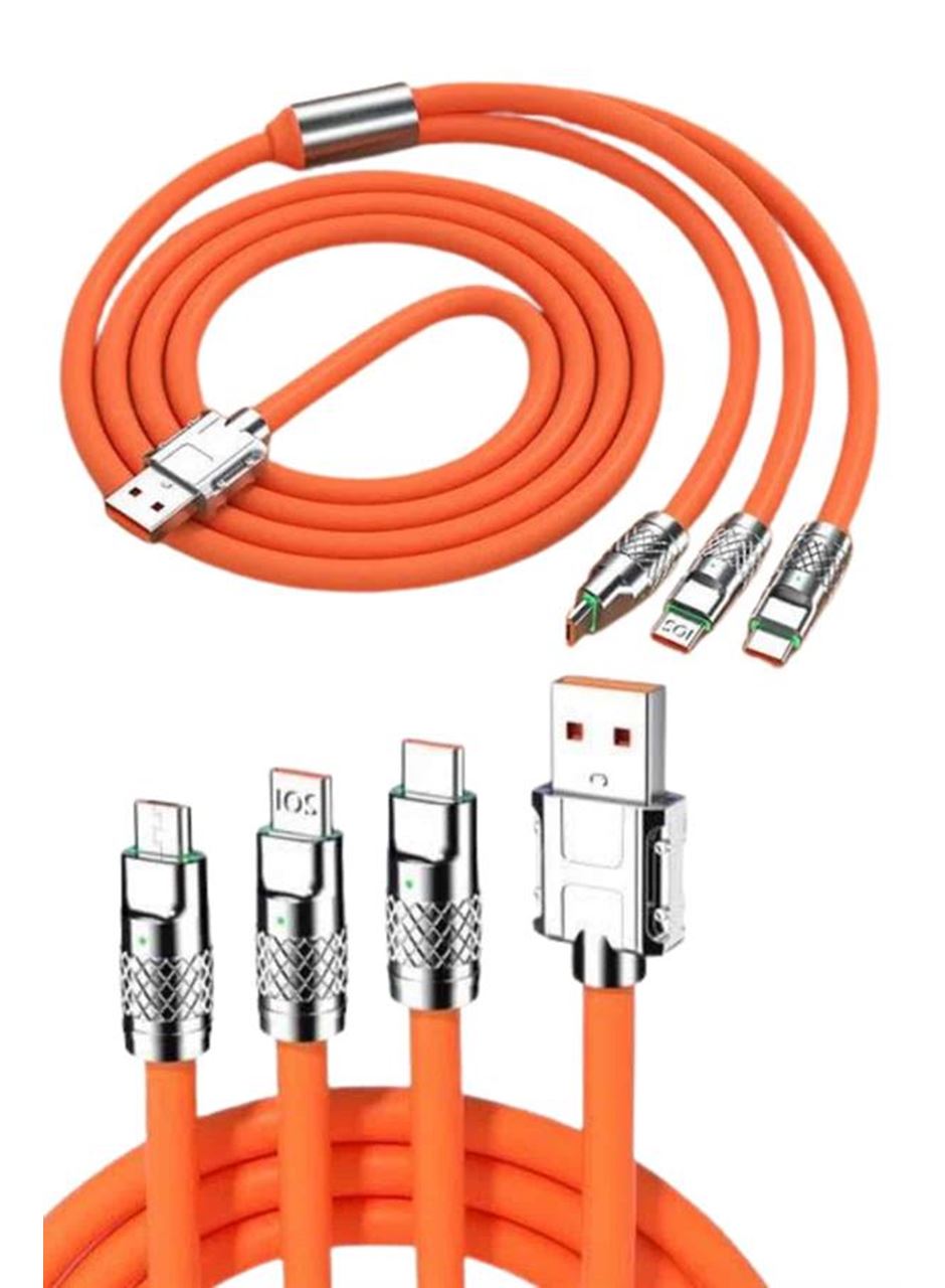 120W 3 İn 1 Uyumlu Silikon Şarj Kablosu Hızlı Şarj Kablosu