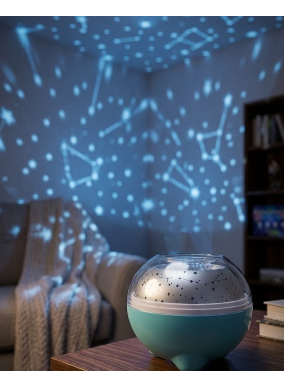 Bluetooth Bağlantılı Gece Lambası Yıldız Projeksiyon Işığı 7 Renk Efekti ve Zamanlayıcı Fonksiyonlu