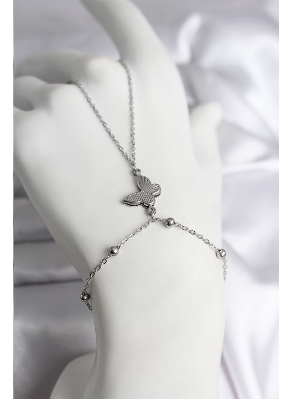 316L Çelik Gümüş Renk Kelebek Model Kadın Şahmeran