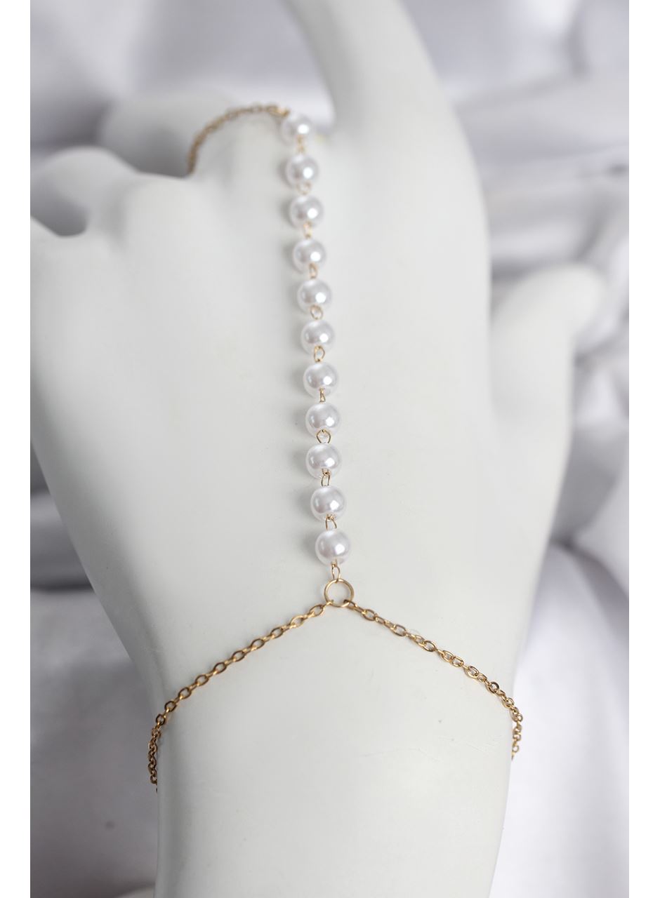 316L Çelik Gold Renk Sıralı İncili Model Kadın Şahmeran