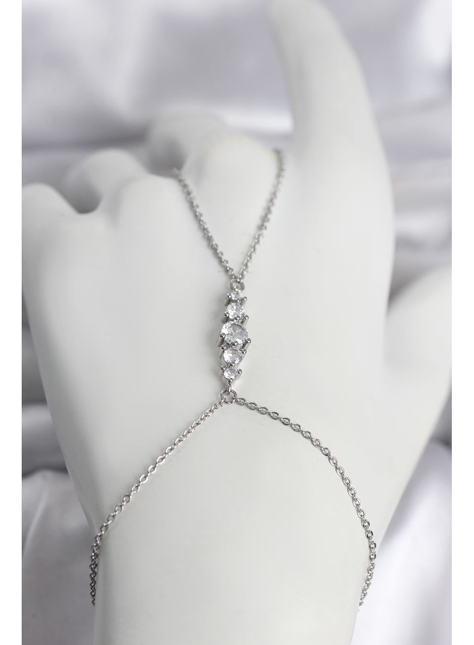 Pirinç Gümüş Renk Zirkon Taşlı Kadın Şahmeran