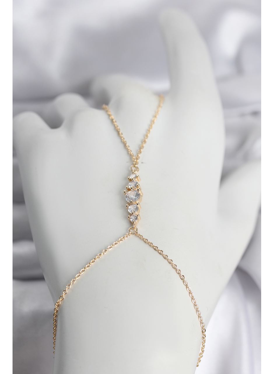 Pirinç Gold Renk Zirkon Taşlı Kadın Şahmeran