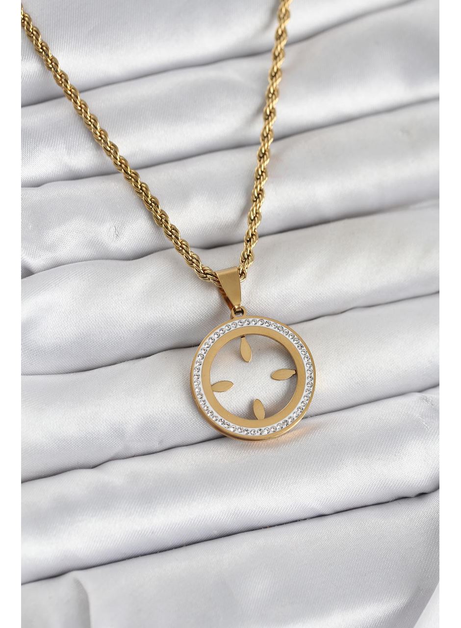 316L Çelik Burgu Zincir Model Çeyrek Takılabilir Kadın Kolye