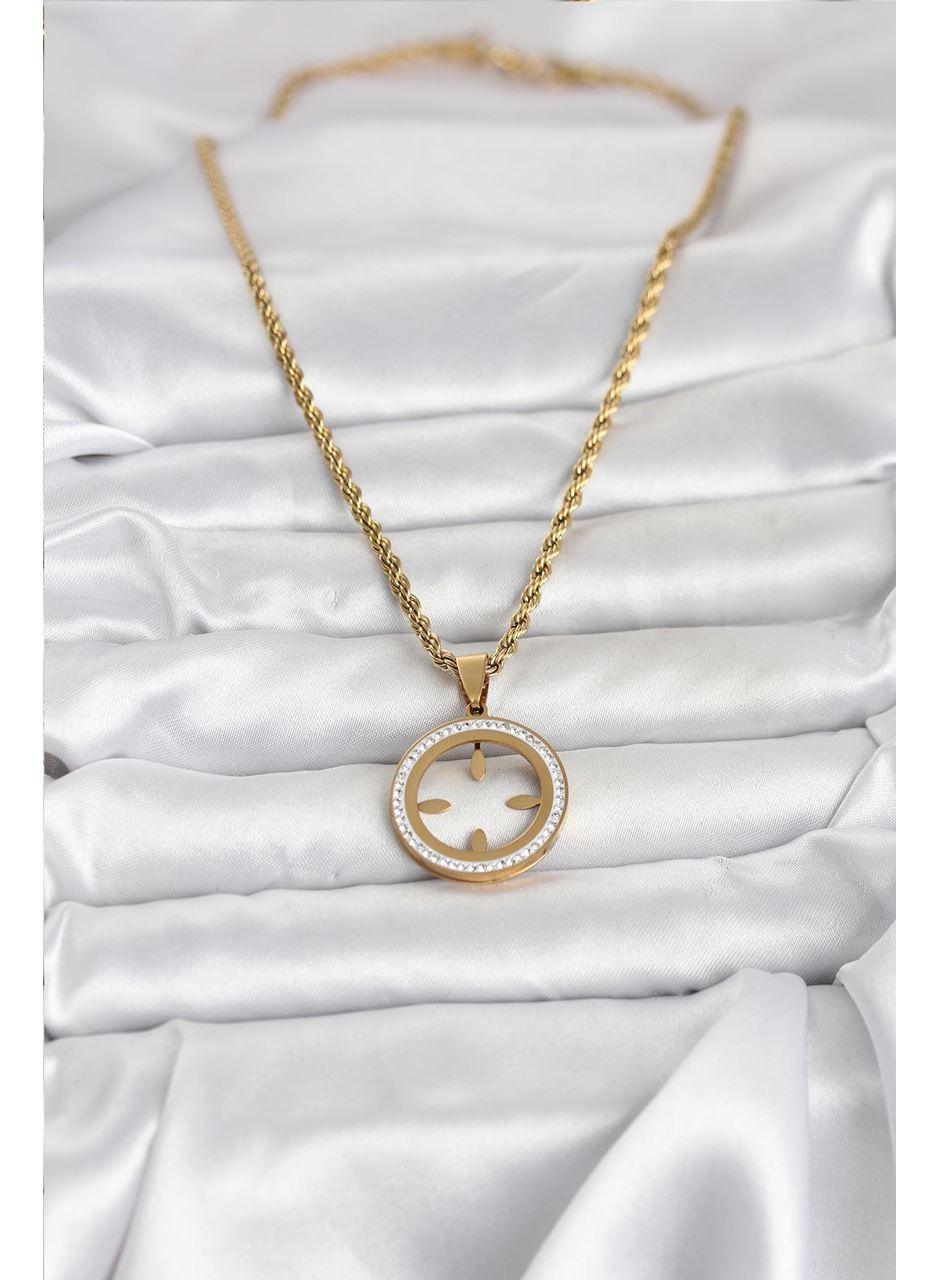 316L Çelik Burgu Zincir Model Çeyrek Takılabilir Kadın Kolye