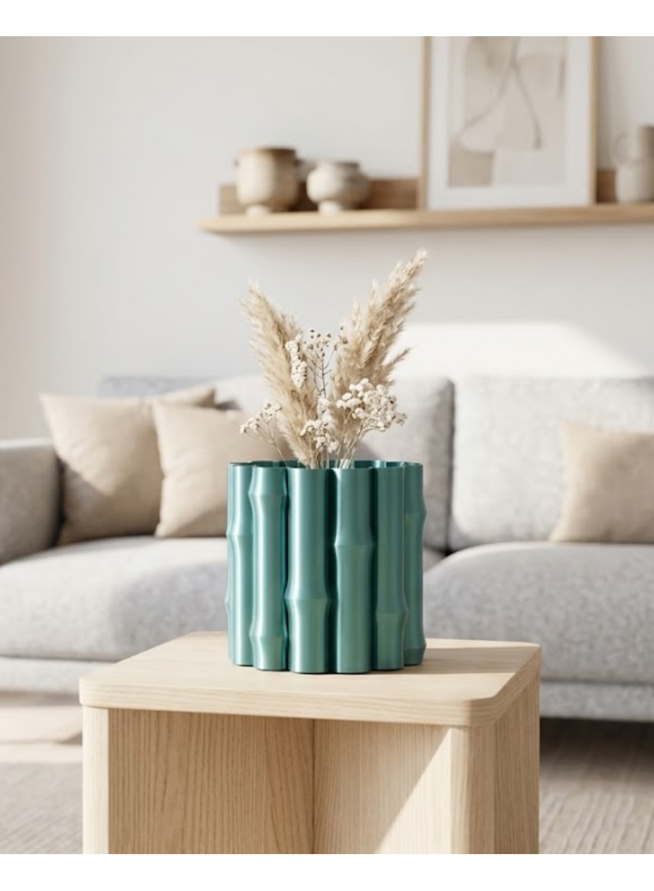 Modern Parlak Yeşil Vazo Dekoratif Şık Tasarım Salon Ofis Kullanım