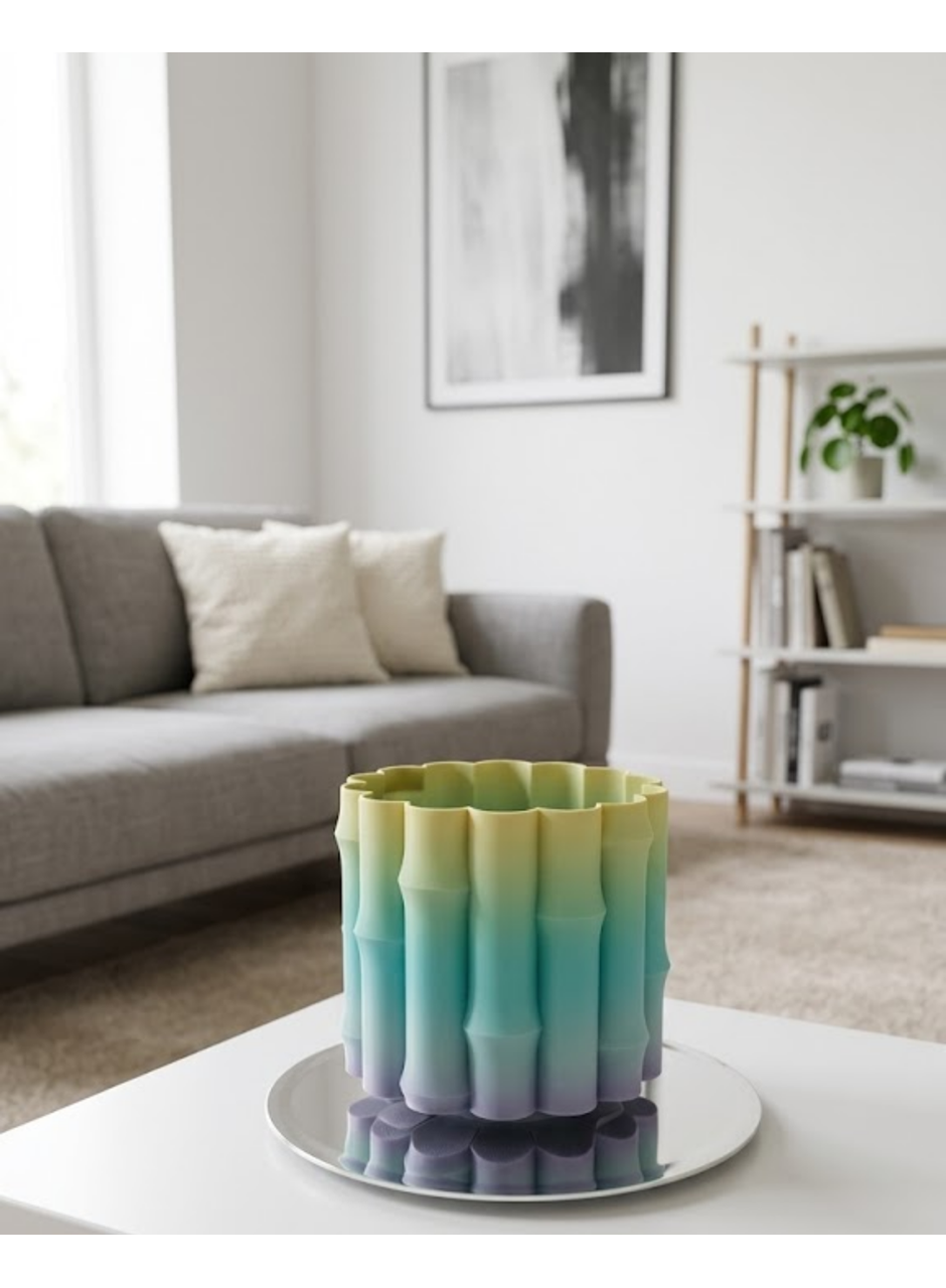 Modern Dekoratif Vazo Yeşil Geçişli Şık Tasarım Masa Üstü Kullanım