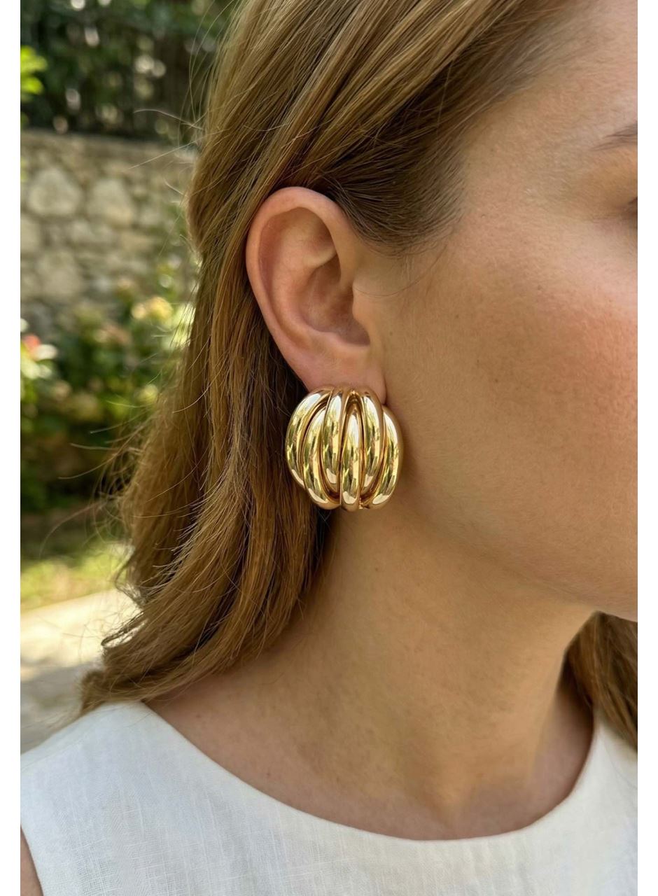 Pirinç Gold Renk Vintage Kadın Küpe