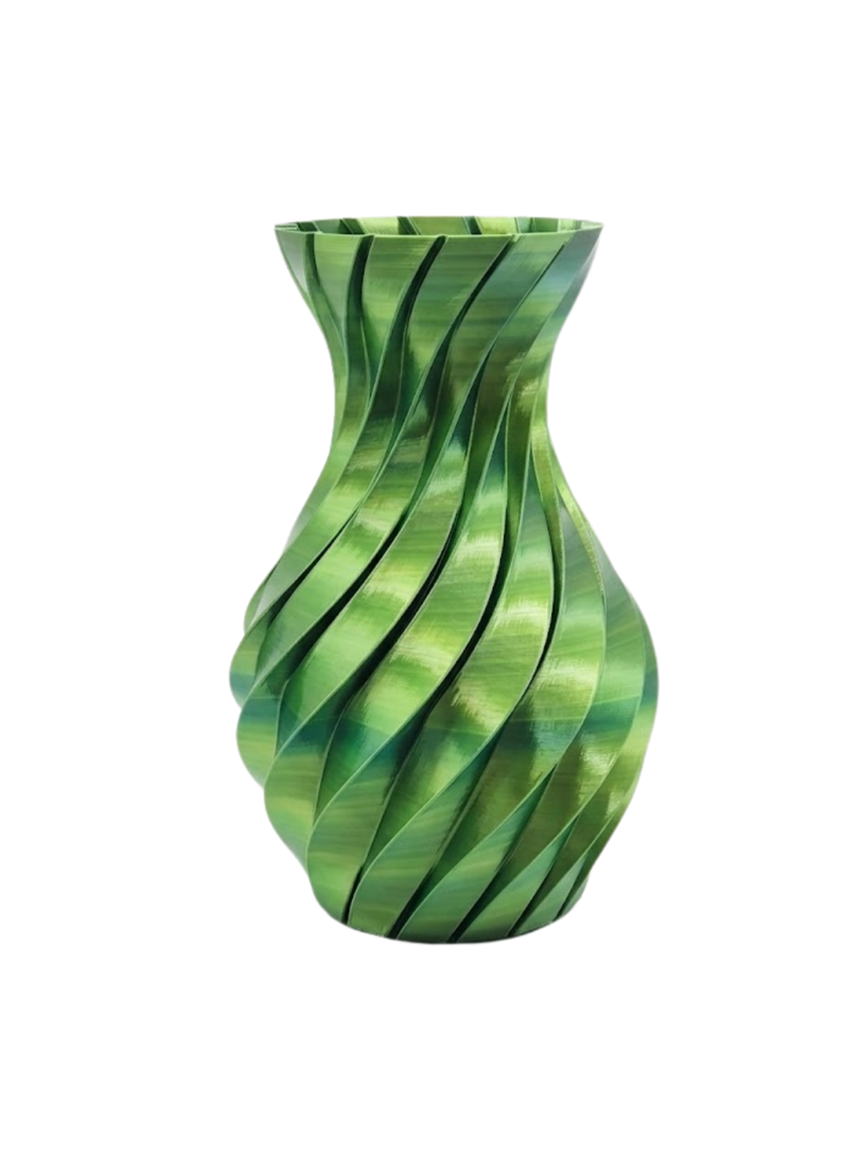 Yeşil Spiral 3D Baskı Vazo Estetik Modern Ev Ofis Dekoru