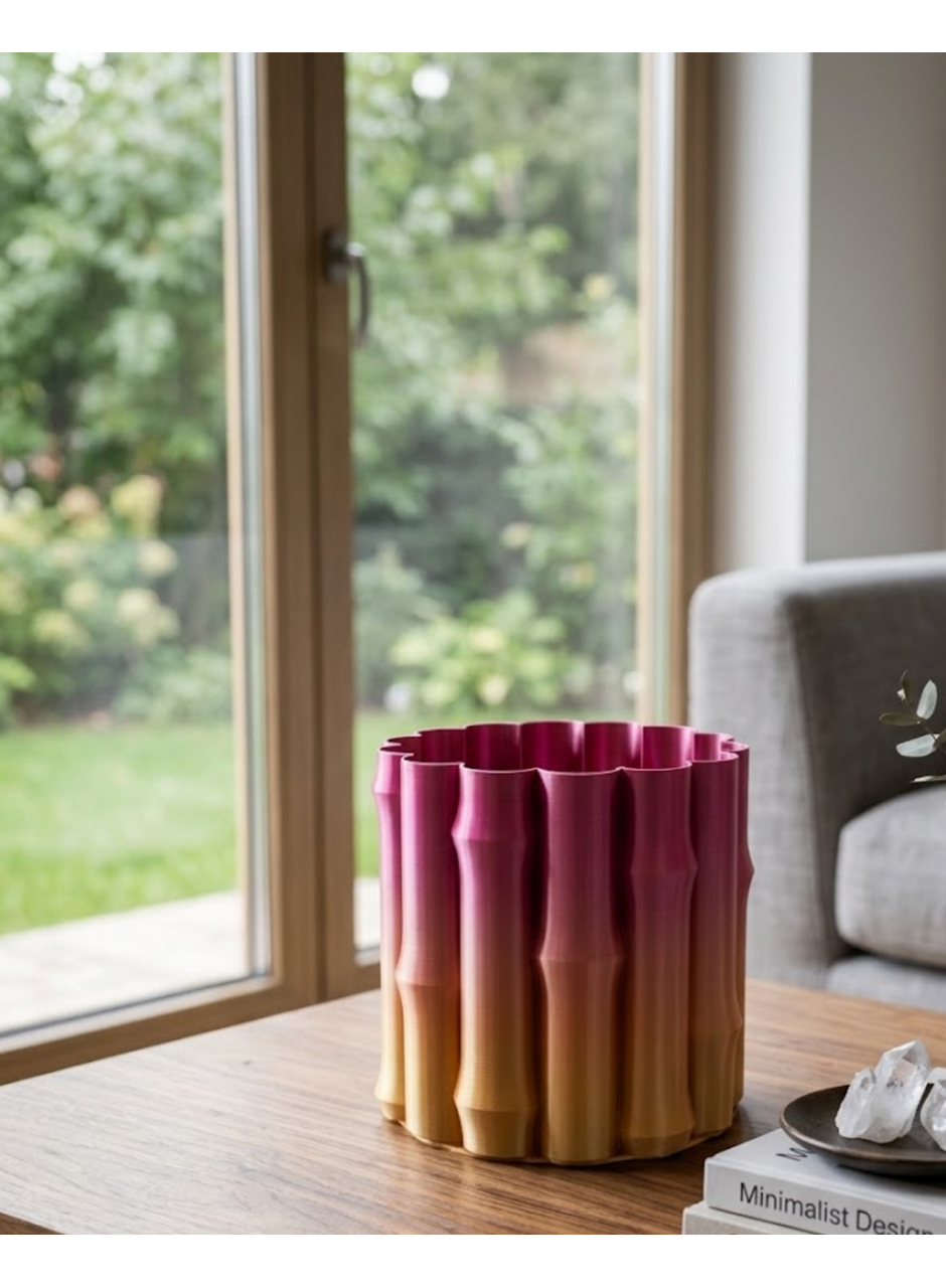 Modern 3D Baskı Mor Sarı Vazo Ev Ofis Dekorasyon Şık Tasarım