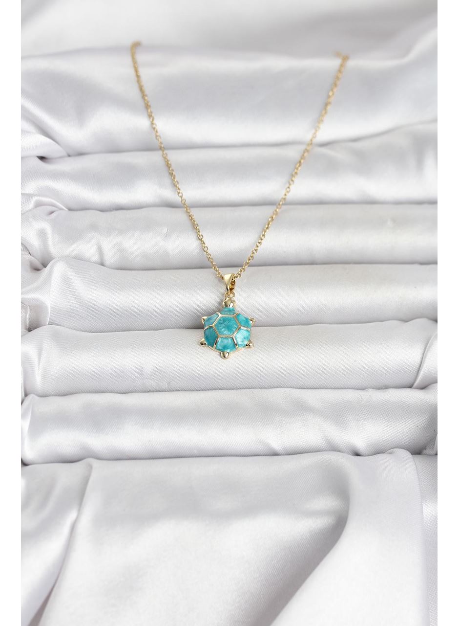 316L Çelik Zincir Gold Renk Kaplumbağa Model Kadın Kolye