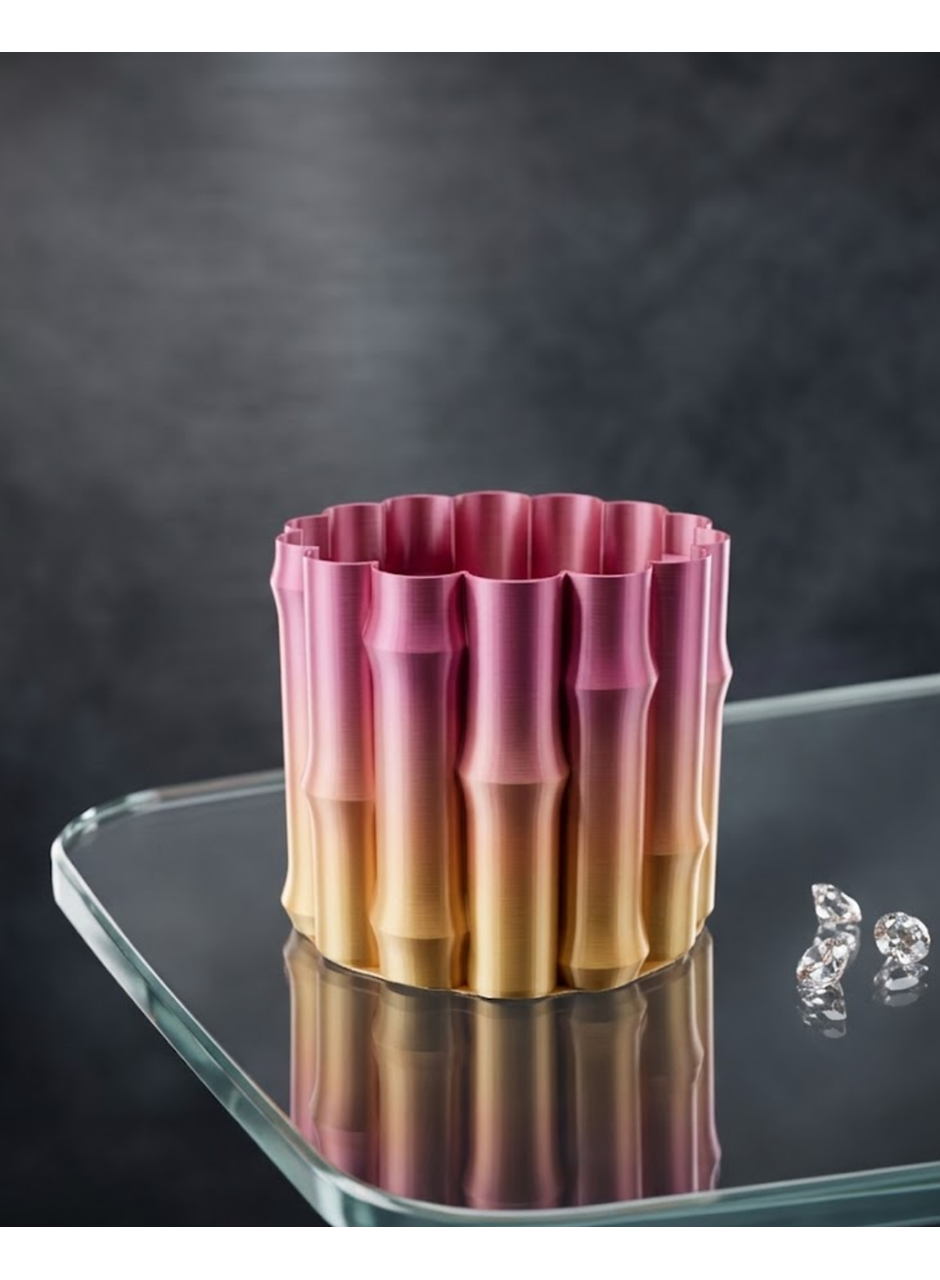 3D Dekoratif Mor Sarı Vazo Modern Tasarım Estetik Ev Aksesuarı