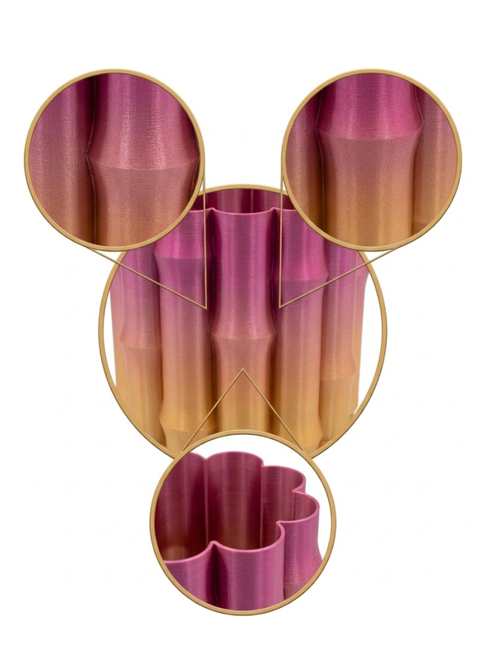 3D Dekoratif Mor Sarı Vazo Modern Tasarım Estetik Ev Aksesuarı