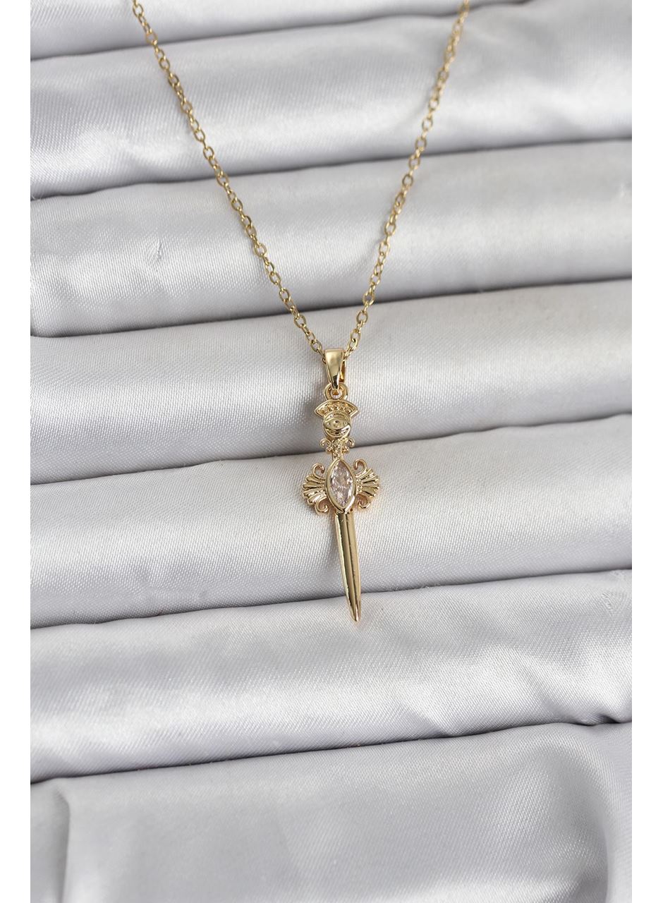 316L Çelik Zincir Gold Renk Kılıç Model Kadın Kolye