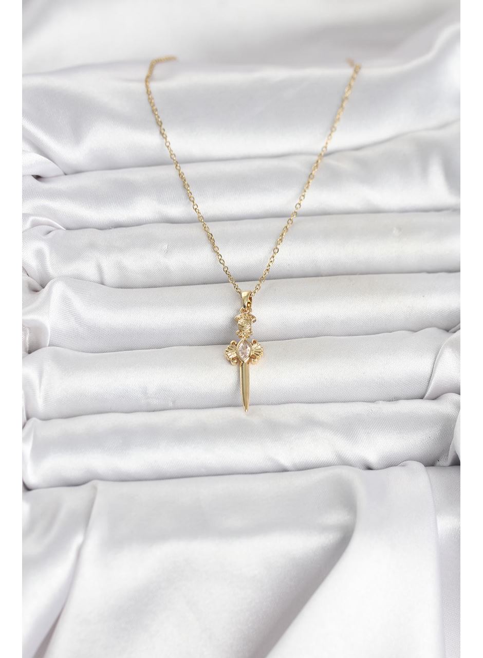 316L Çelik Zincir Gold Renk Kılıç Model Kadın Kolye