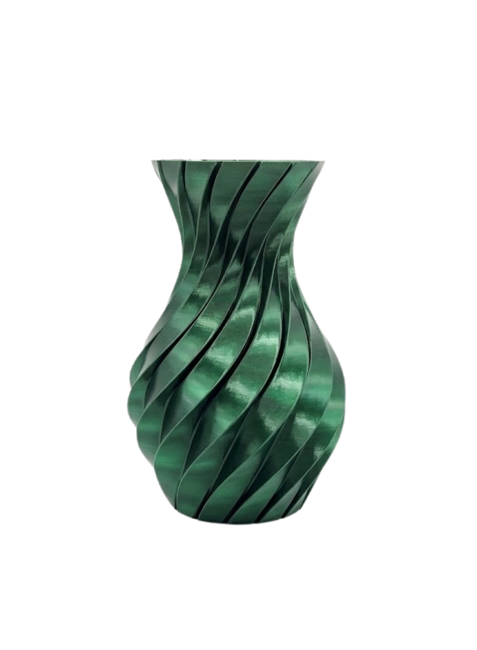 3D Spiral Yeşil Vazo Modern Tasarım Dekoratif Ev ve Ofis Aksesuarı