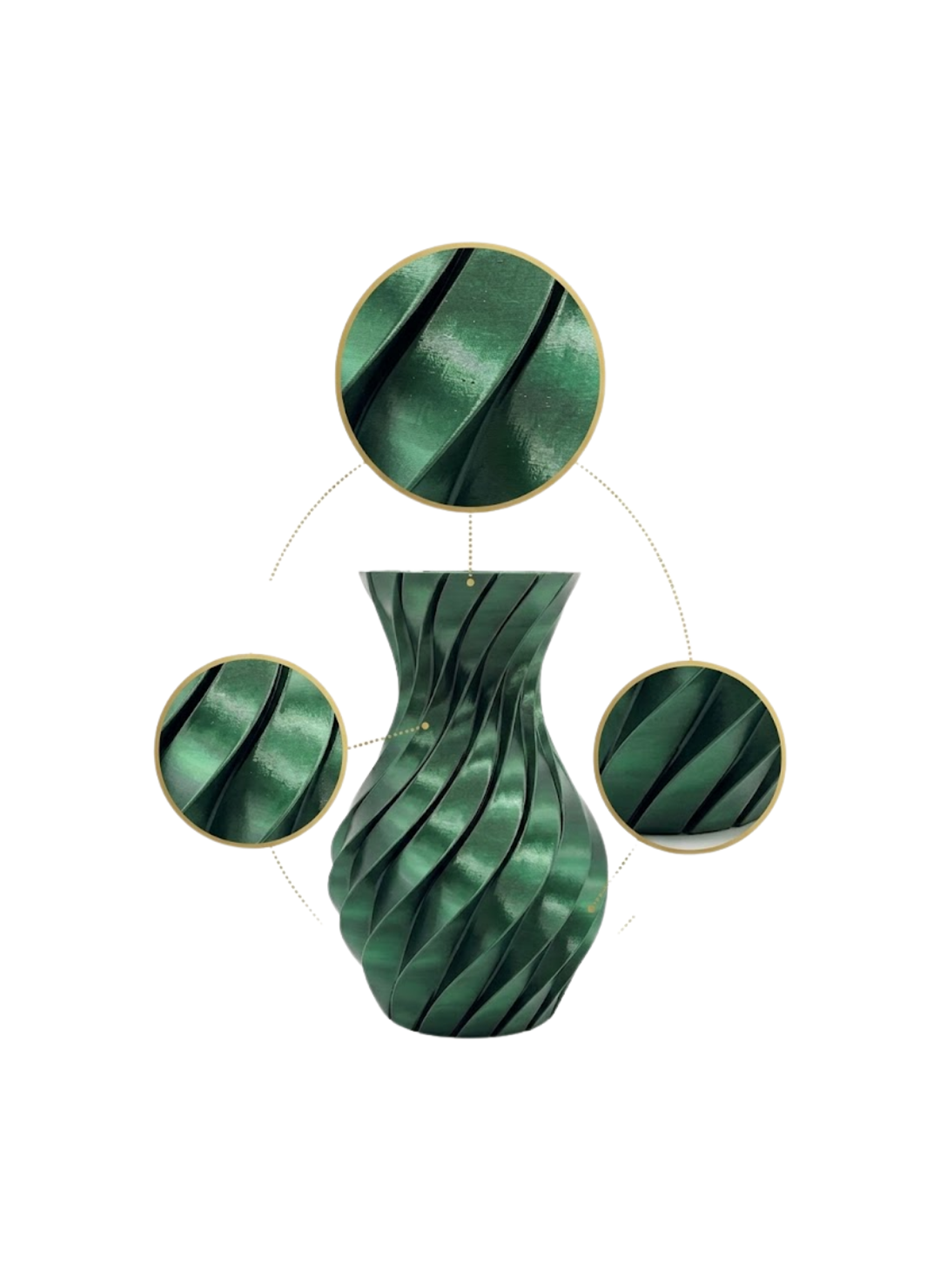3D Spiral Yeşil Vazo Modern Tasarım Dekoratif Ev ve Ofis Aksesuarı