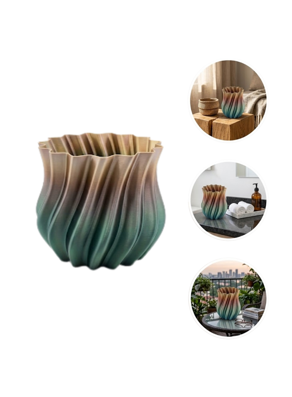 3D KIVRIMLI VAZO SİYAH