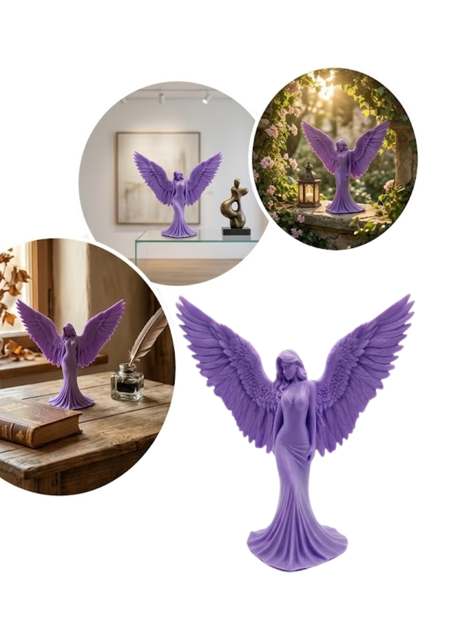 Lila Melek Biblo 3D Dekoratif Angel Figür Ev Aksesuarı