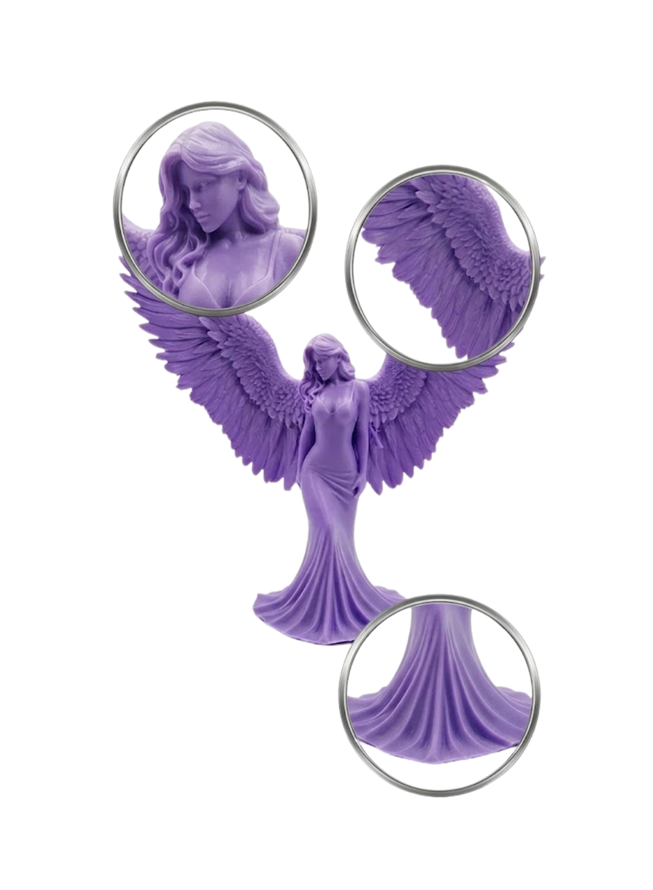 Lila Melek Biblo 3D Dekoratif Angel Figür Ev Aksesuarı