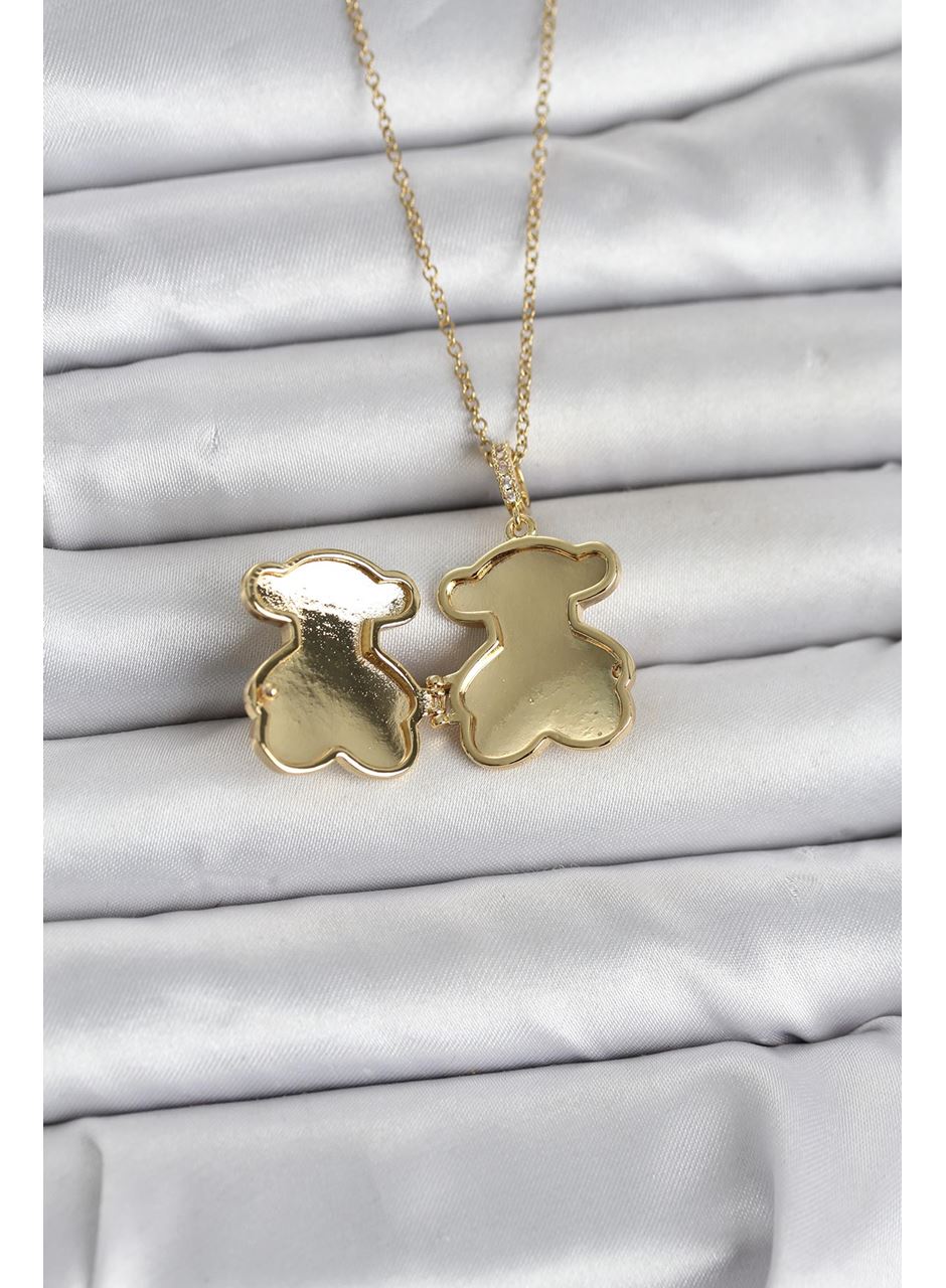 316L Çelik Zincir Gold Renk Ayıcık Model Açılabilir Kadın Kolye