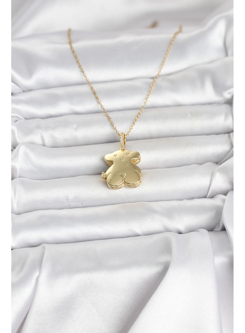 316L Çelik Zincir Gold Renk Ayıcık Model Açılabilir Kadın Kolye