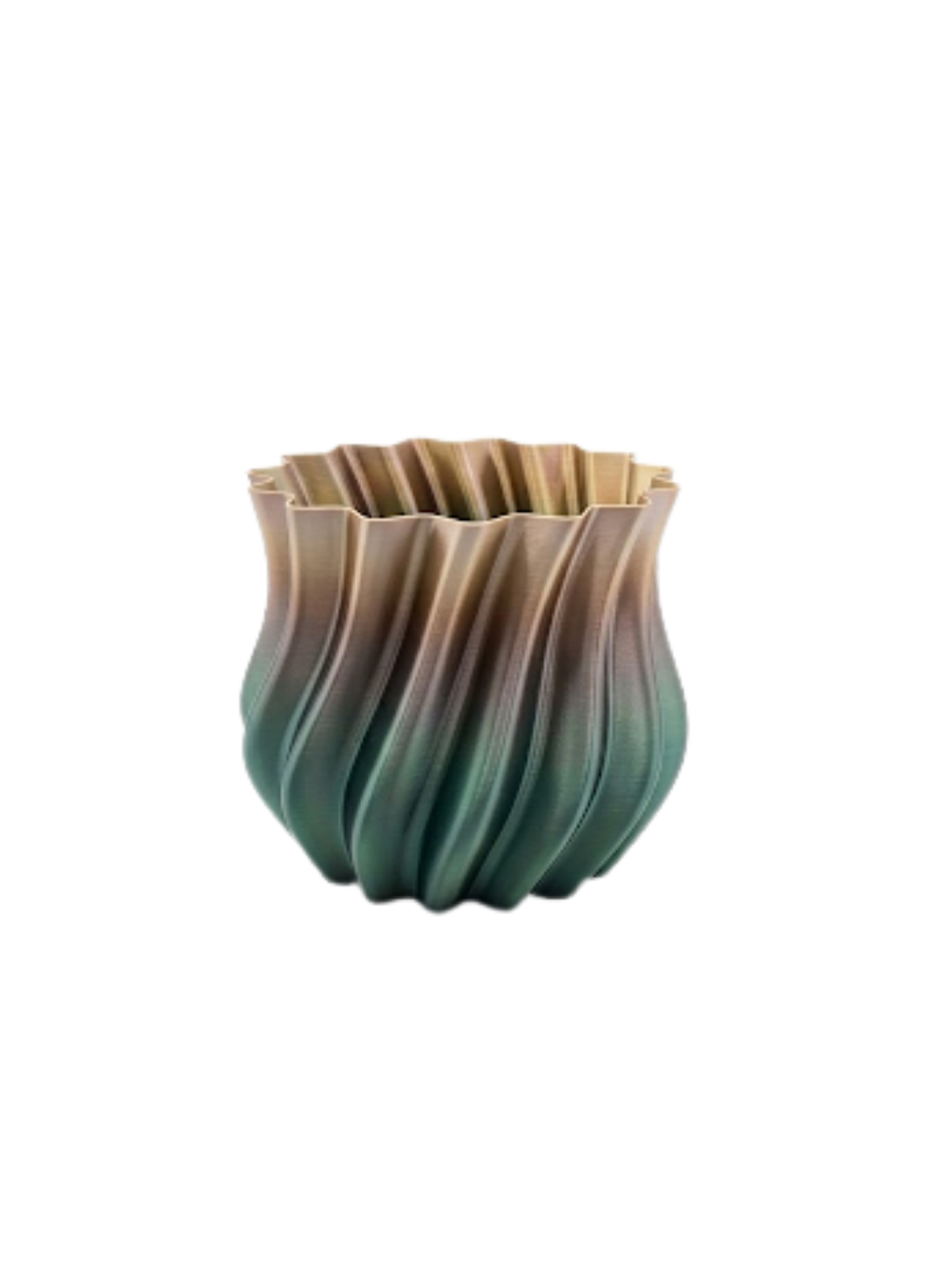 Koyu Metalik Kıvrımlı 3D Vazo Minimal Lüks Ev Ofis Dekoru