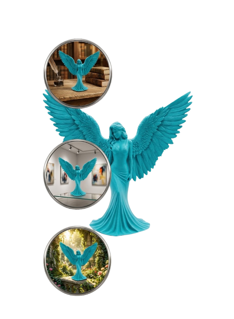3D Turkuaz Melek İnsan Biblo  Estetik Dekoratif Obje