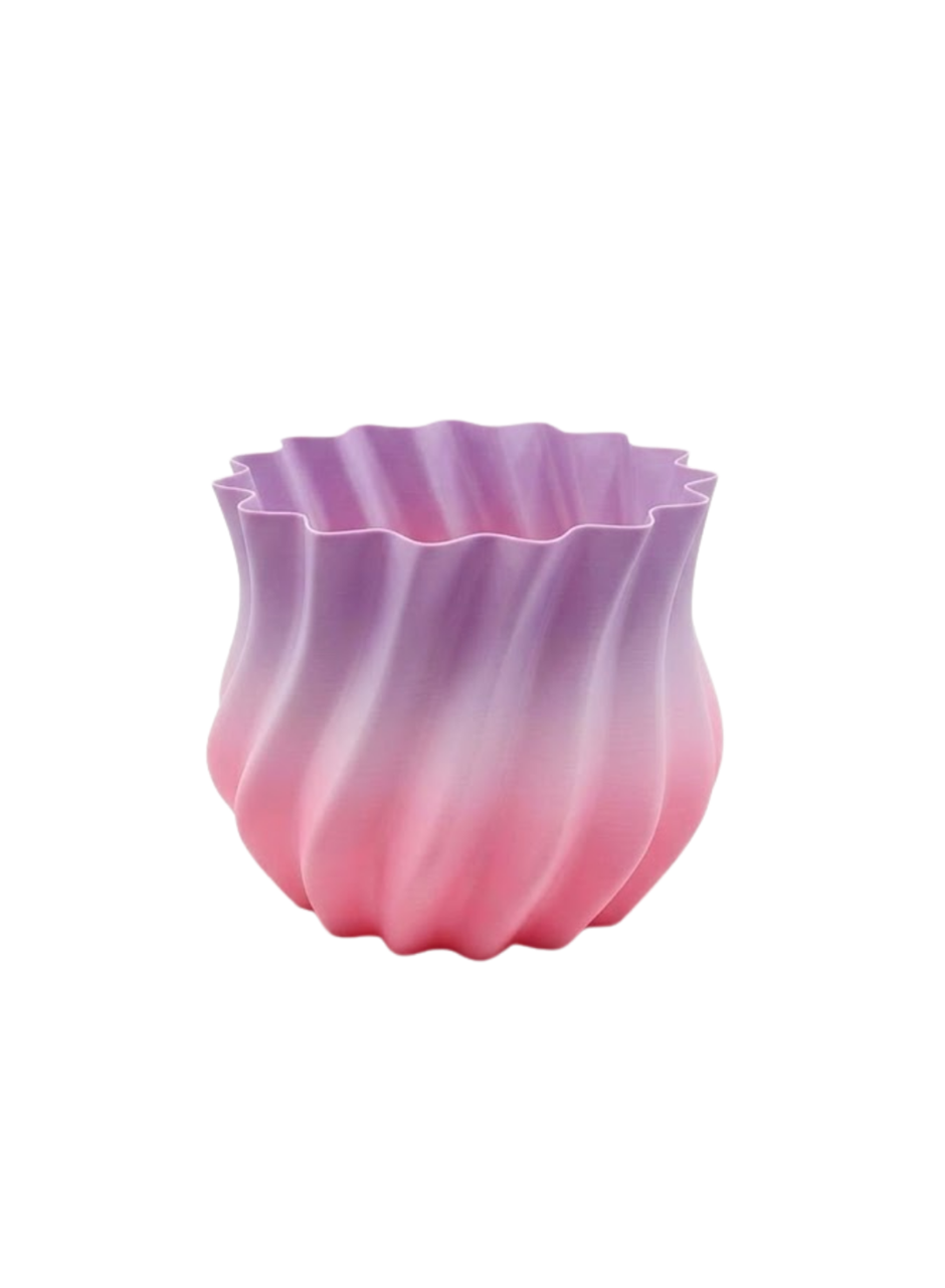 3D Kıvrımlı Pembe Lila Vazo Modern Dekoratif Şık Ev Aksesuarı