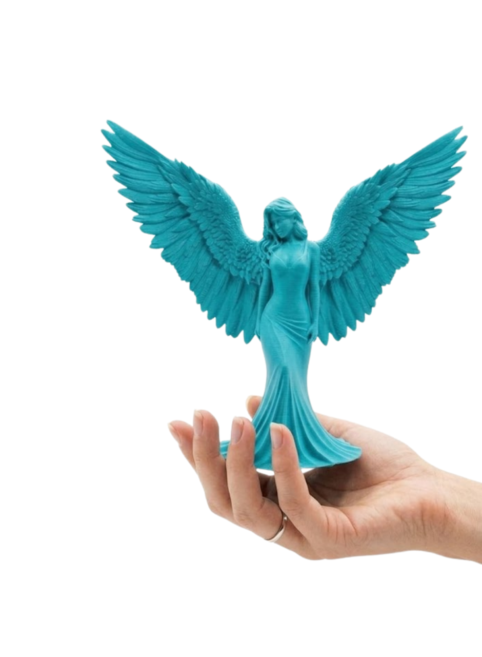 Turkuaz Melek Biblo 3D Dekoratif Angel Figür Küçük Boy Ev Aksesuarı
