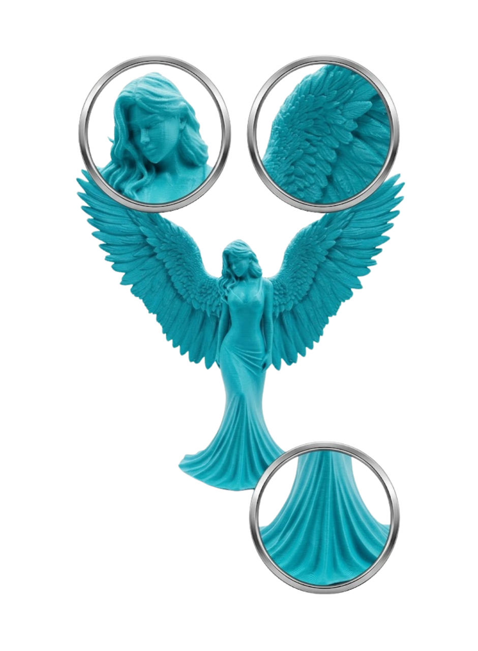 Turkuaz Melek Biblo 3D Dekoratif Angel Figür Küçük Boy Ev Aksesuarı
