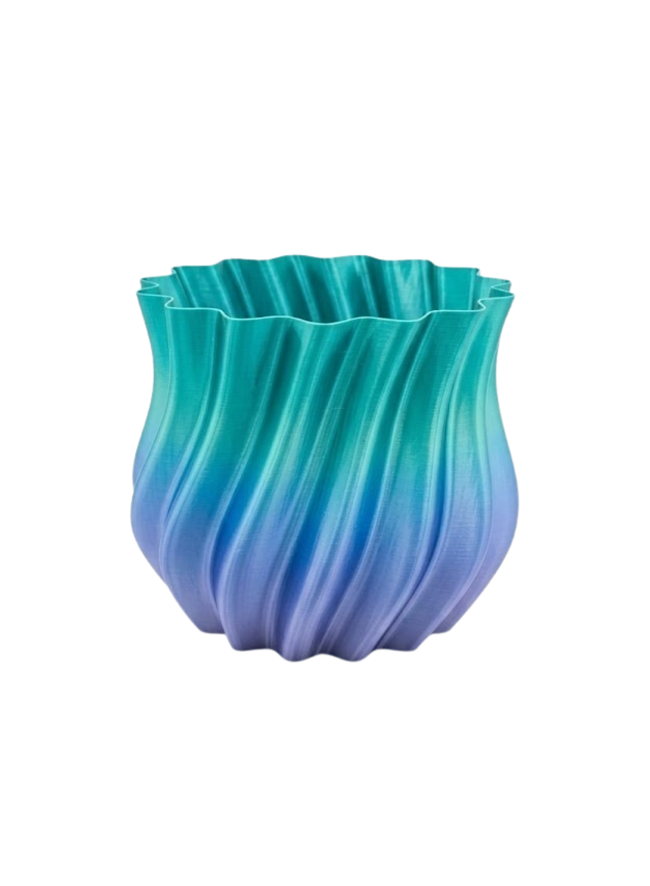 3D Kıvrımlı Mavi Vazo Modern Dekoratif Şık Ev Aksesuarı