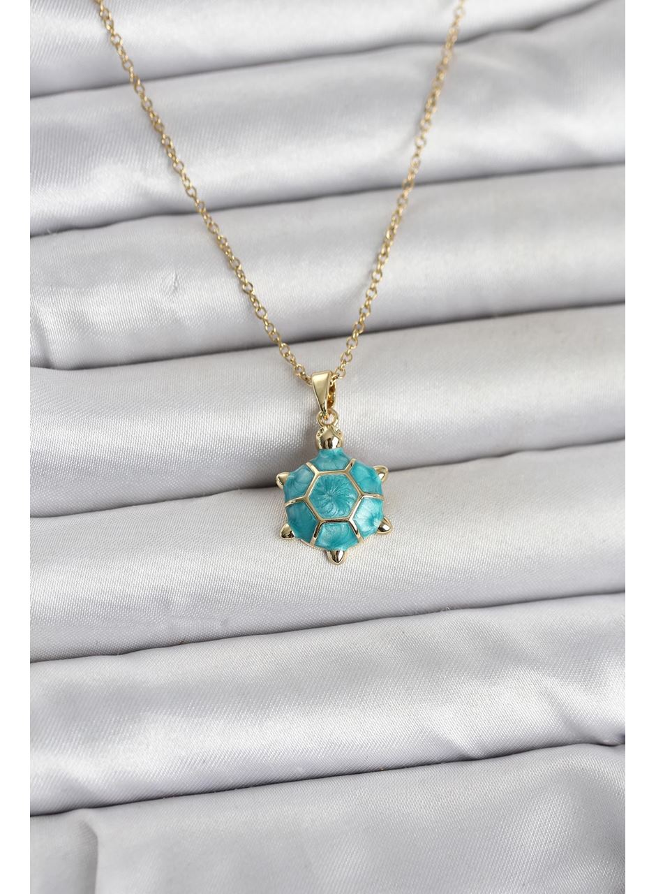 316L Çelik Zincir Gold Renk Kaplumbağa Model Kadın Kolye