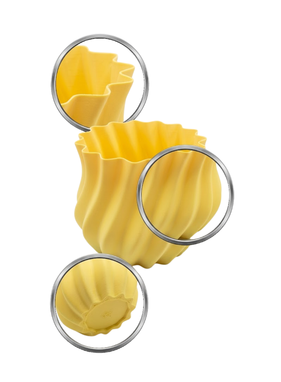 Sarı Kıvrımlı 3D Vazo Estetik Modern Ev ve Ofis Dekoru