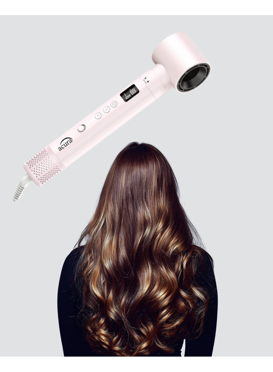 6-in-1 Saç Şekillendirme Seti Yüksek Hızlı Motor Negatif İyon LCD Ekran