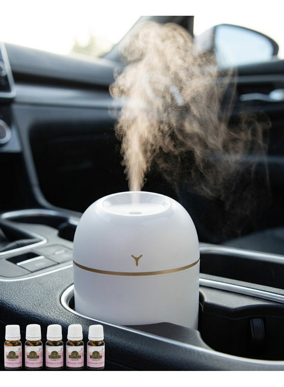 Sessiz Mini Nemlendirici 5 Esans Hediyeli USB Bağlantılı LED Işıklı Buhar Makinesi