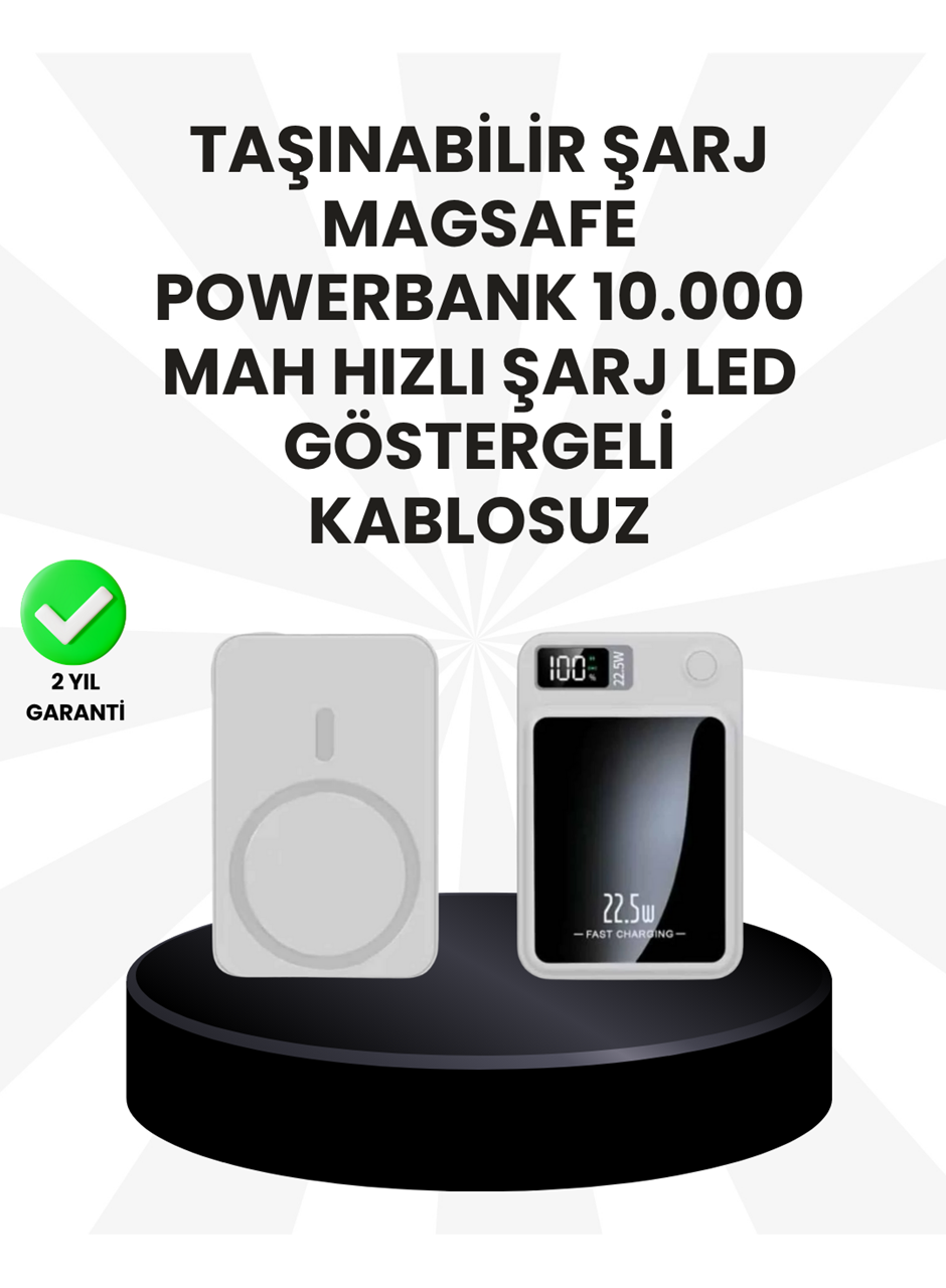 10000mAh Kapasiteli Manyetik USB-C ve Kablosuz Powerbank W09