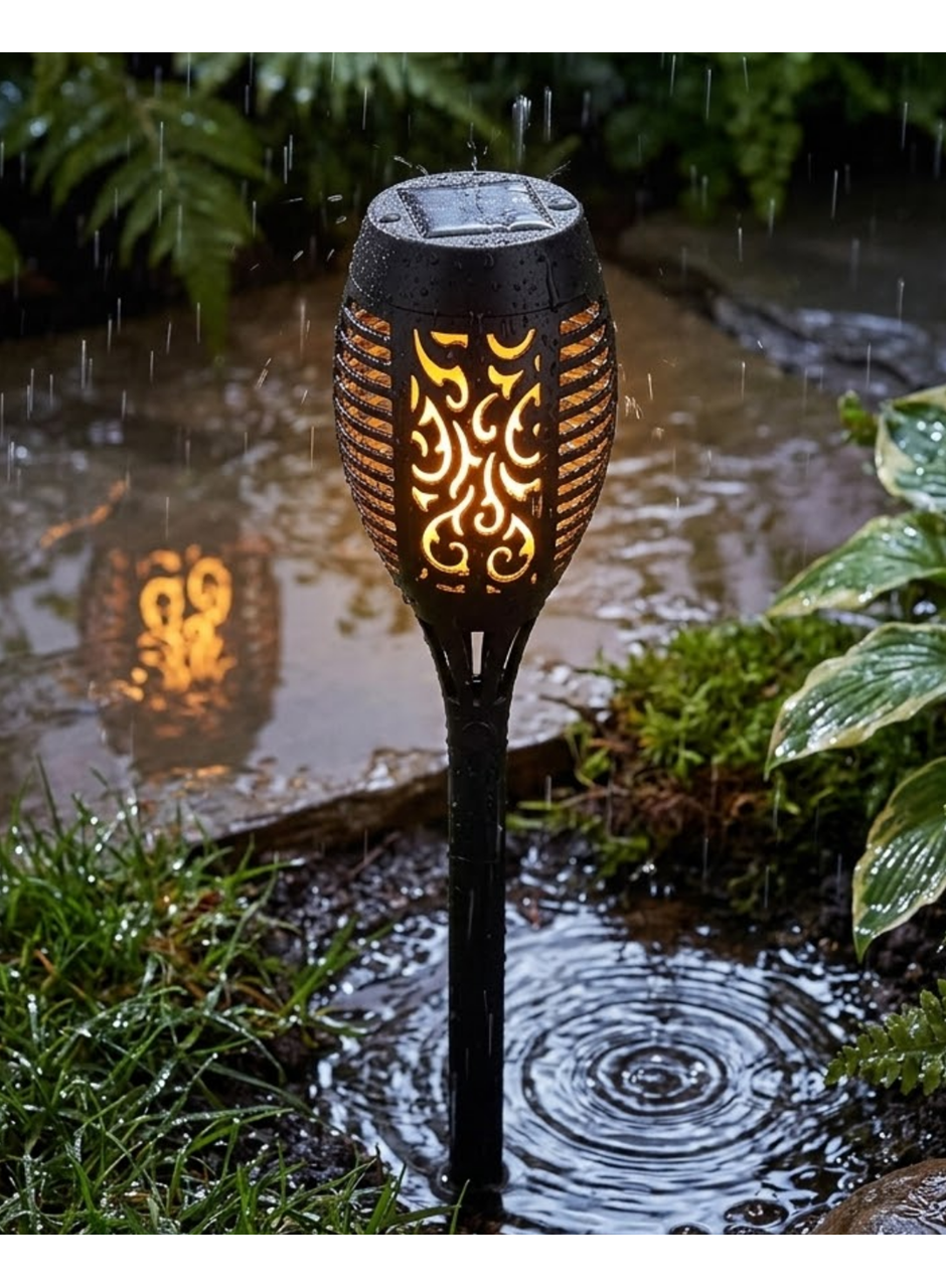 Solar Alev Işıklı Bahçe Lambası Enerji Tasarruflu Sensörlü Dekoratif Dış Mekan Aydınlatma