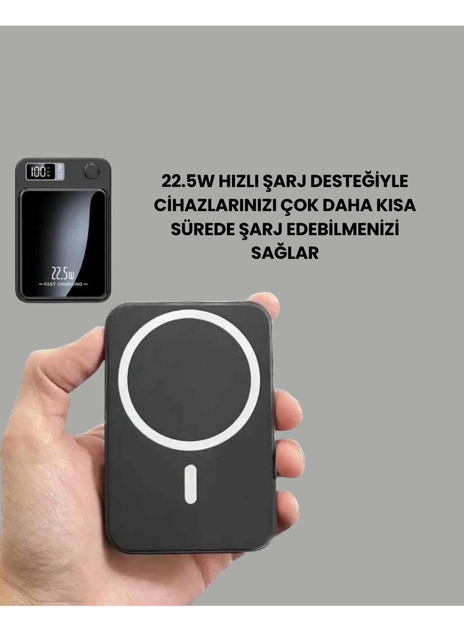 10000mAh Kapasiteli Manyetik USB-C ve Kablosuz Powerbank W09